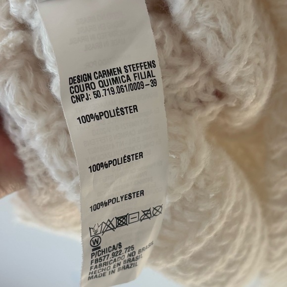 Carmen Steffens Maison White Cream Chunky Knit Sweater Dress Turtle Neck NWT - Picture 12 of 12